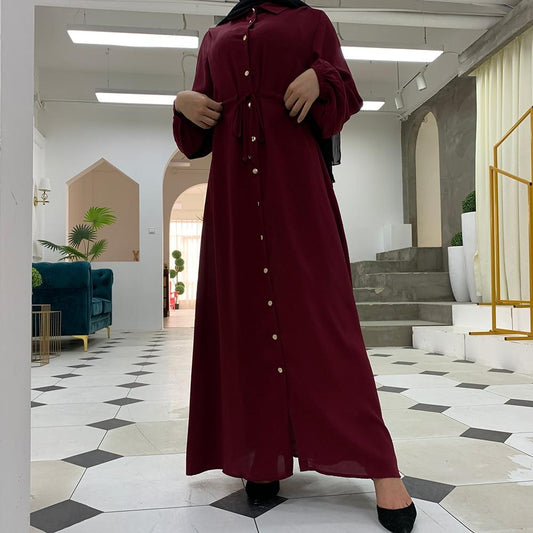 Abaya Bordeaux Longue pour Femmes Musulmanes en Été - Confort et Élégance en Toute Saison