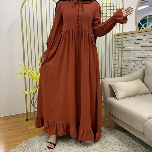 Abaya Rouge Brique Style Chemisier - Confortable et Élégant