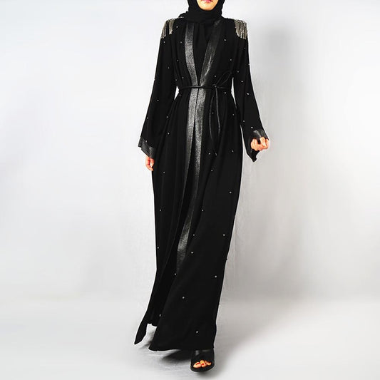 Abaya Hijab en Perles - Élégance et Sophistication en Noir