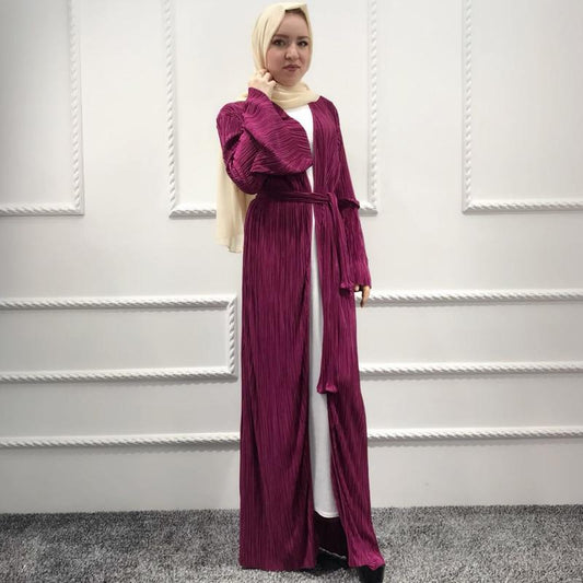 Abaya Kimono Pourpre avec Manches en Triangle – Confort et Style Accessible