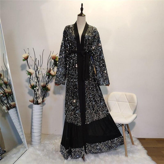 Abaya Kimono à Sequins – Éclat Moderne et Élégance Chic