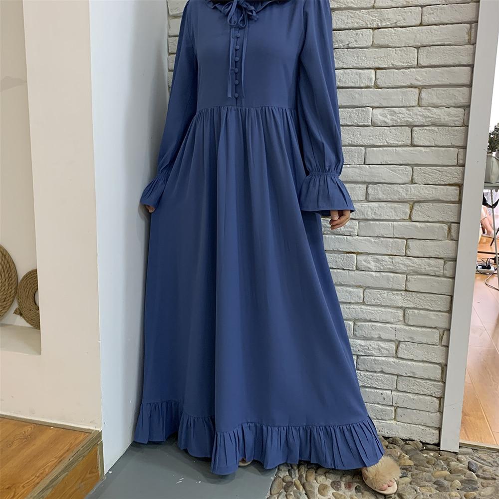 Abaya Moderne Bleue Style Chemisier - Un Look Tendance et Confortable