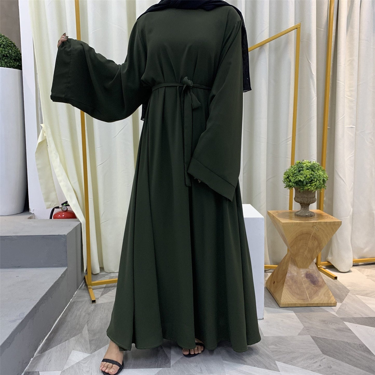 Abaya Moderne Vert Kaki