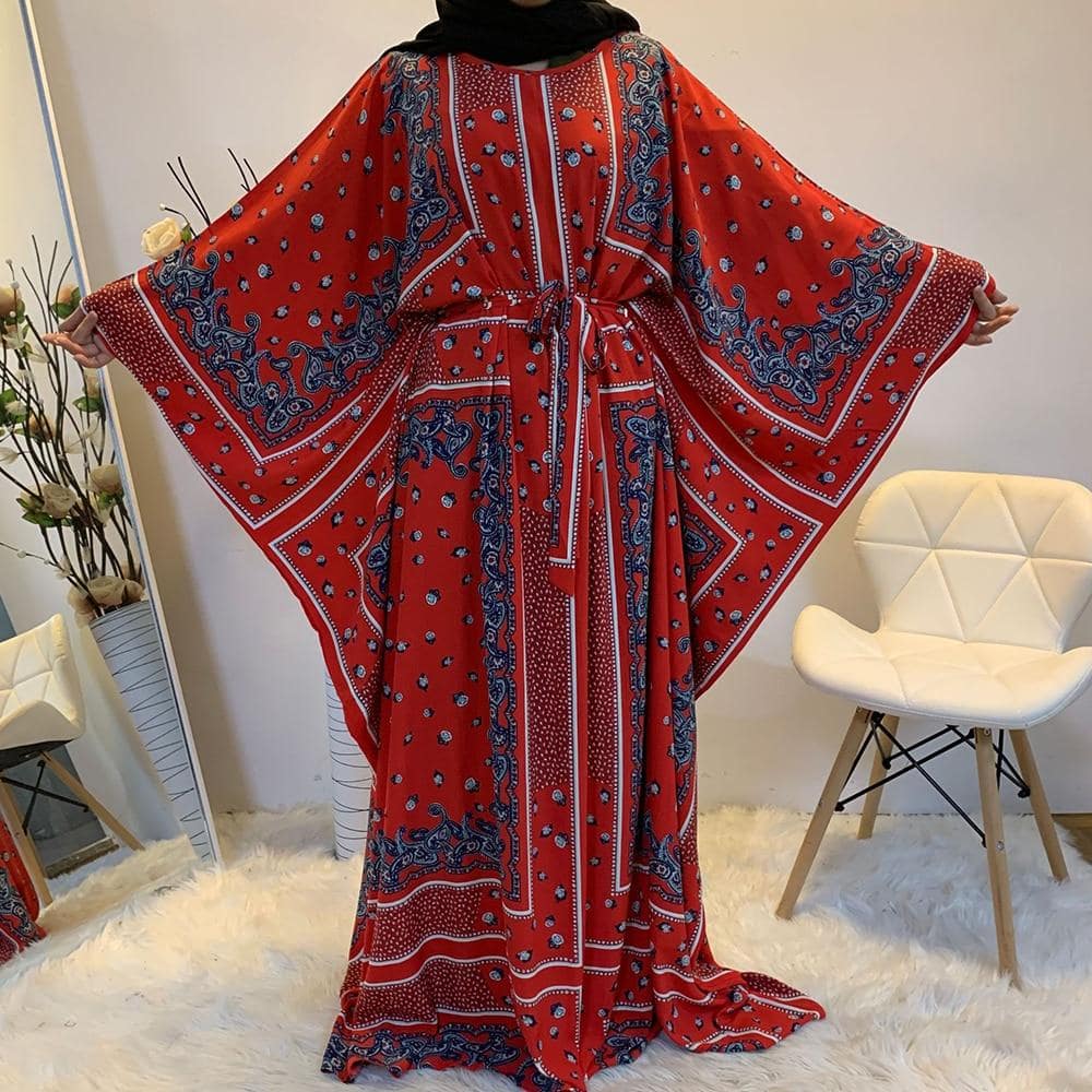 Abaya Papillon Kyo Rouge – Élégance et Confort pour Toutes les Saisons