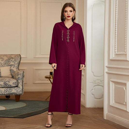 Djellaba Rouge Bordeaux - Motifs Décoratifs pour un Look Unique